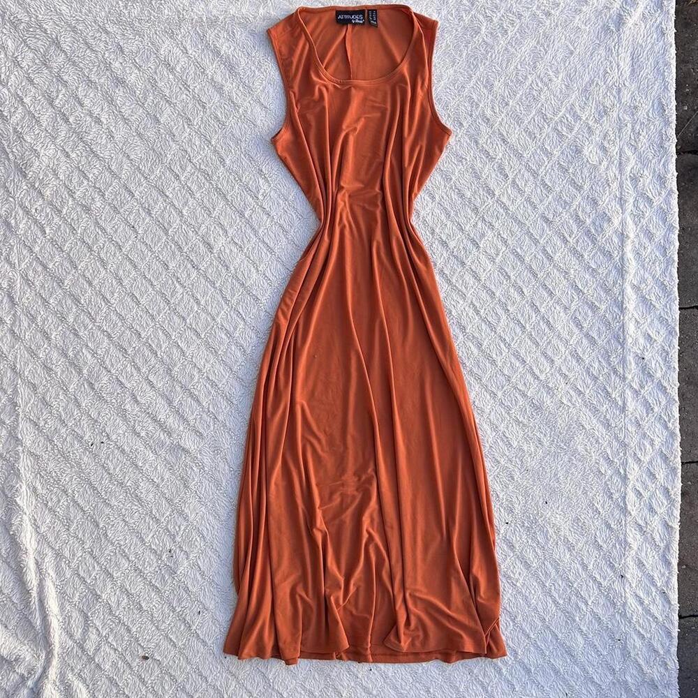 Vintage 90s Orange Midi Dress